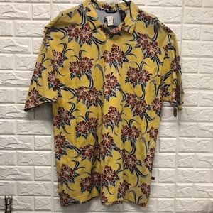 Vtg‎ Bugle Boy no wrinkle Hawaiian hibiscus polo 100% cotton old stock with tag